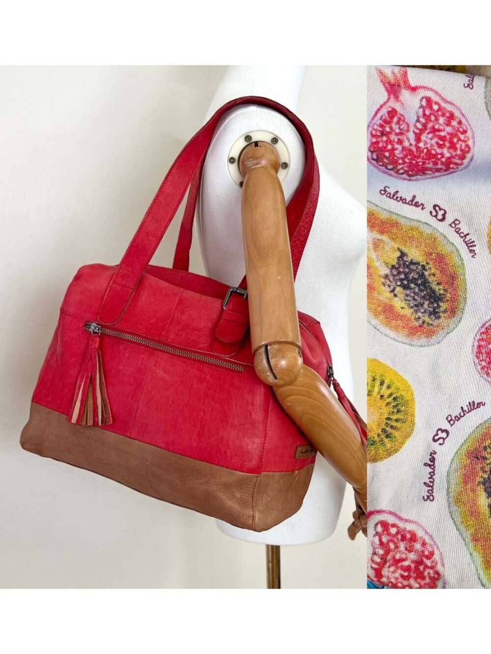 Y2K Salvador Bachiller Callie Collection Red Leather Purse Secret-Garden Lining